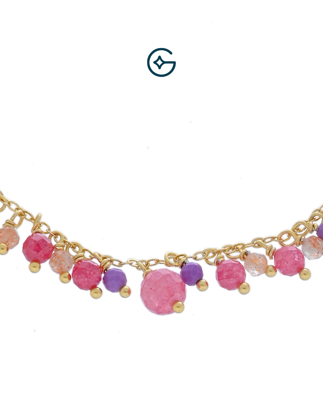 Multi Pink Round Beads Bracelet In Silver