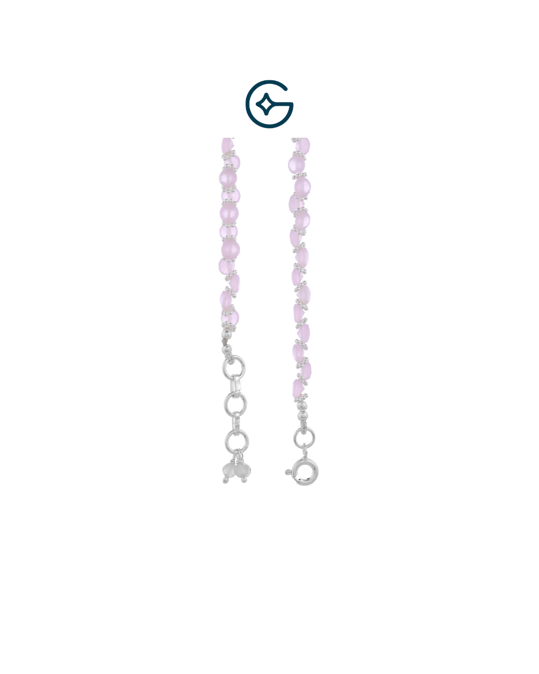 Natural Rose Quartz Oval Beads Necklace In Silver