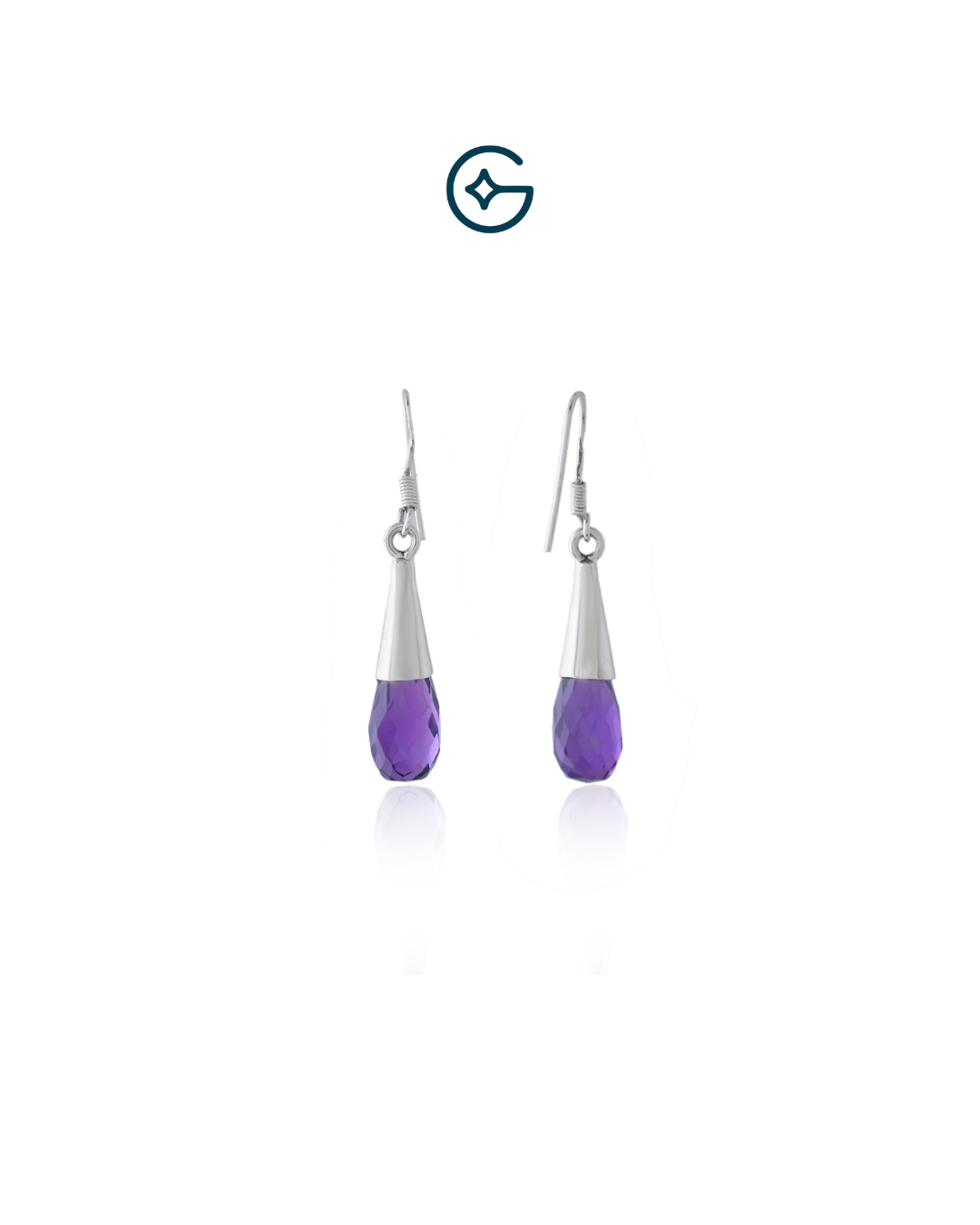 Natural Amethyst Pear Drop Earring In Silver