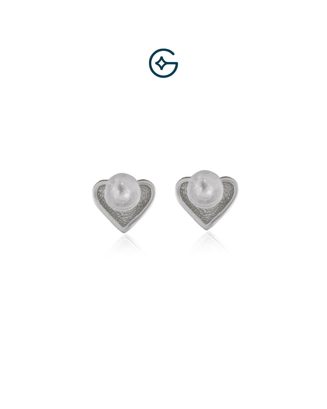 Sharp Textured Heart Studs In Silver