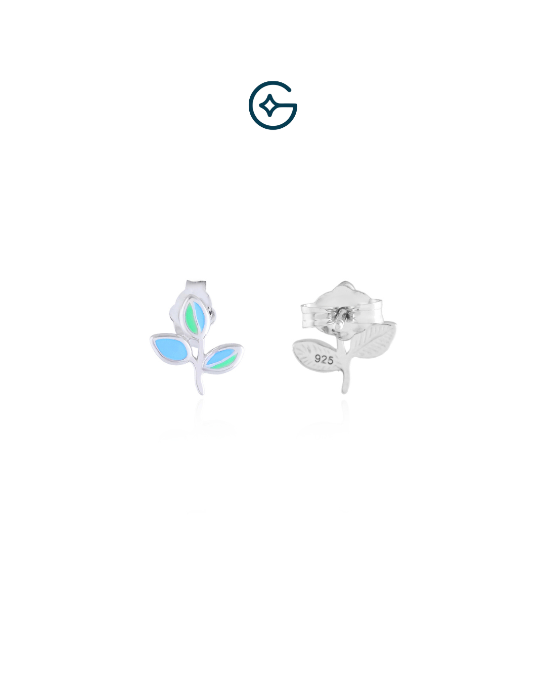 Enamel Leaf Kids Earrings In Silver