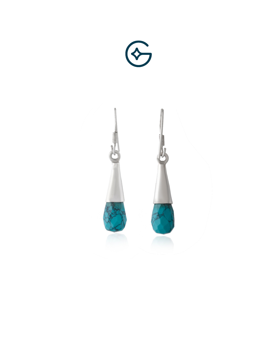 Natural Blue Turquoise Drop Earring In Silver