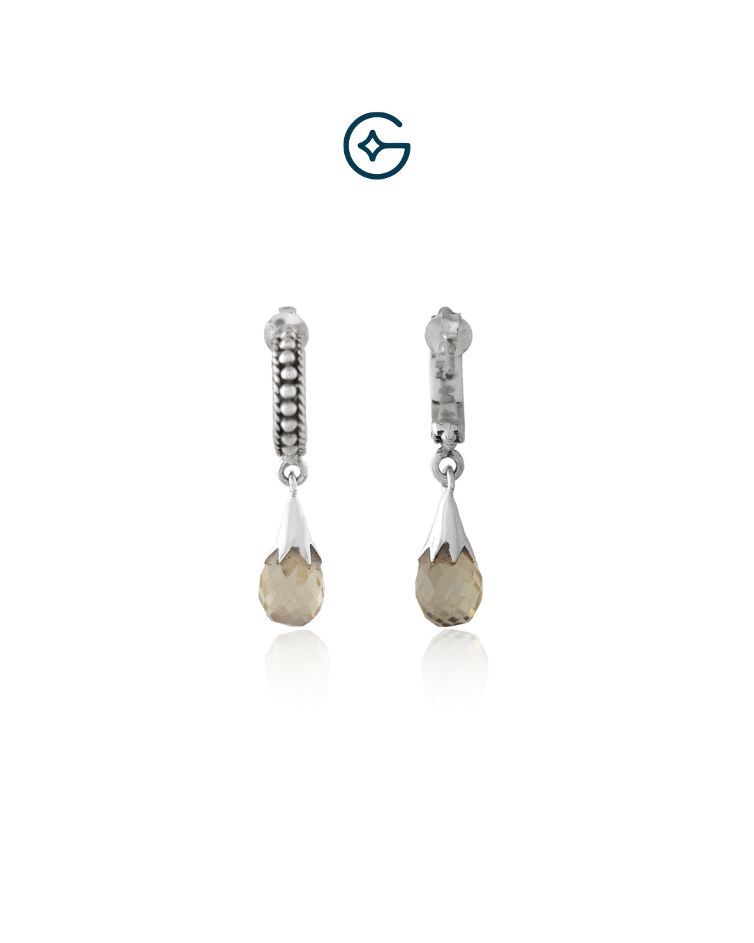 Green Amethsyt Pear Drop Oxidised Earring In Silver