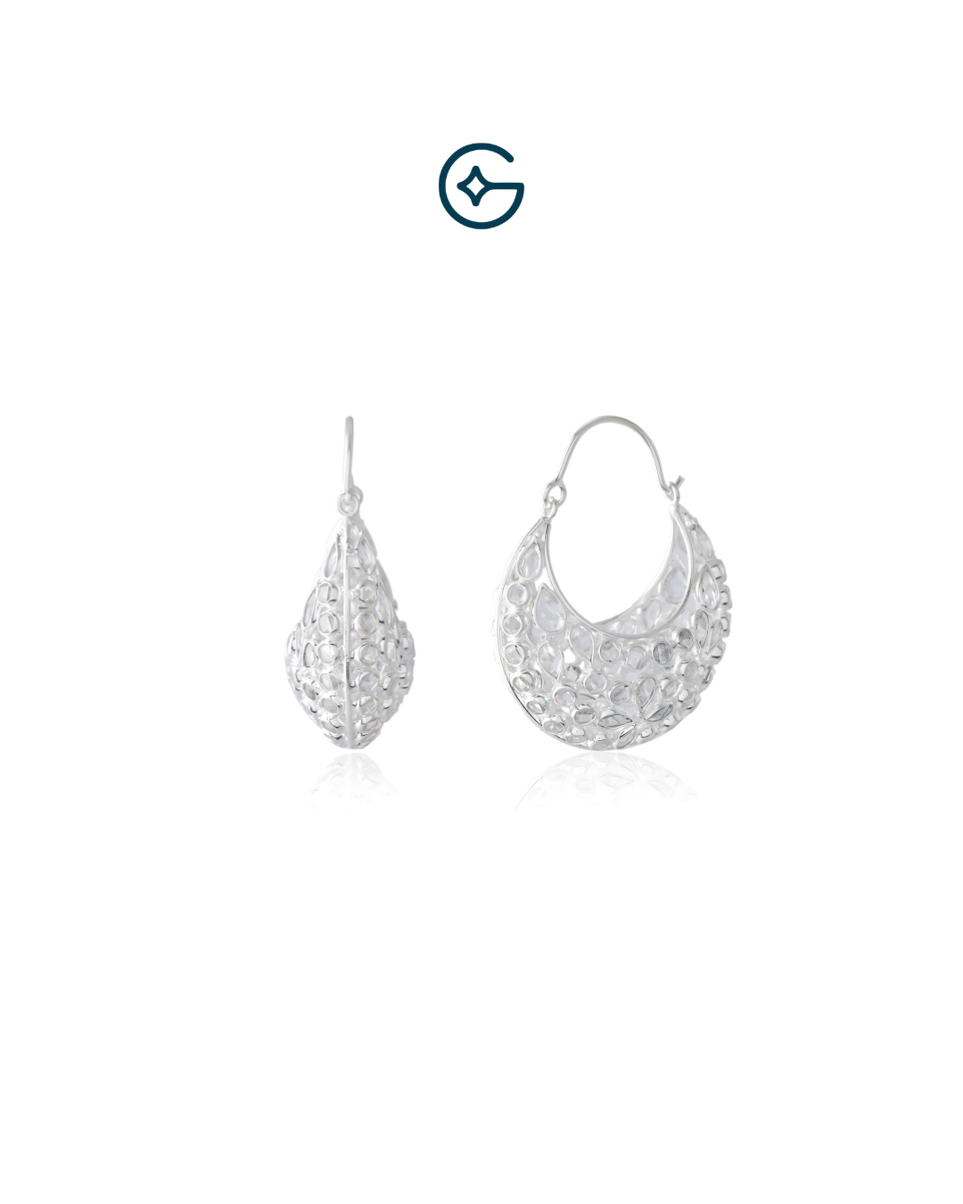 Natural Crystal Basket Baali In Silver