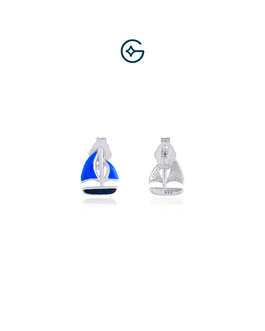 Blue Ship Sailor Kids Earrings In Silver
