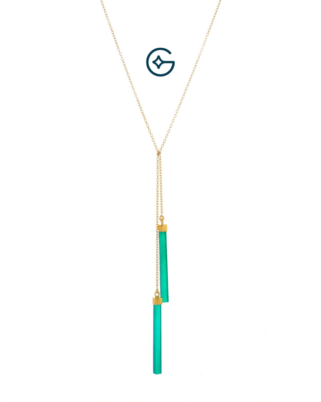 Long Green Onyx Stylish Necklace In Silver