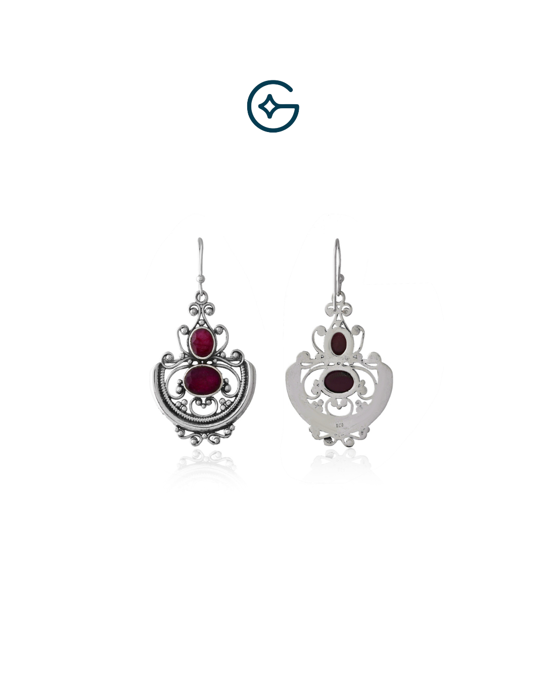 Oxidised Silver Natural Gemstone Dangler