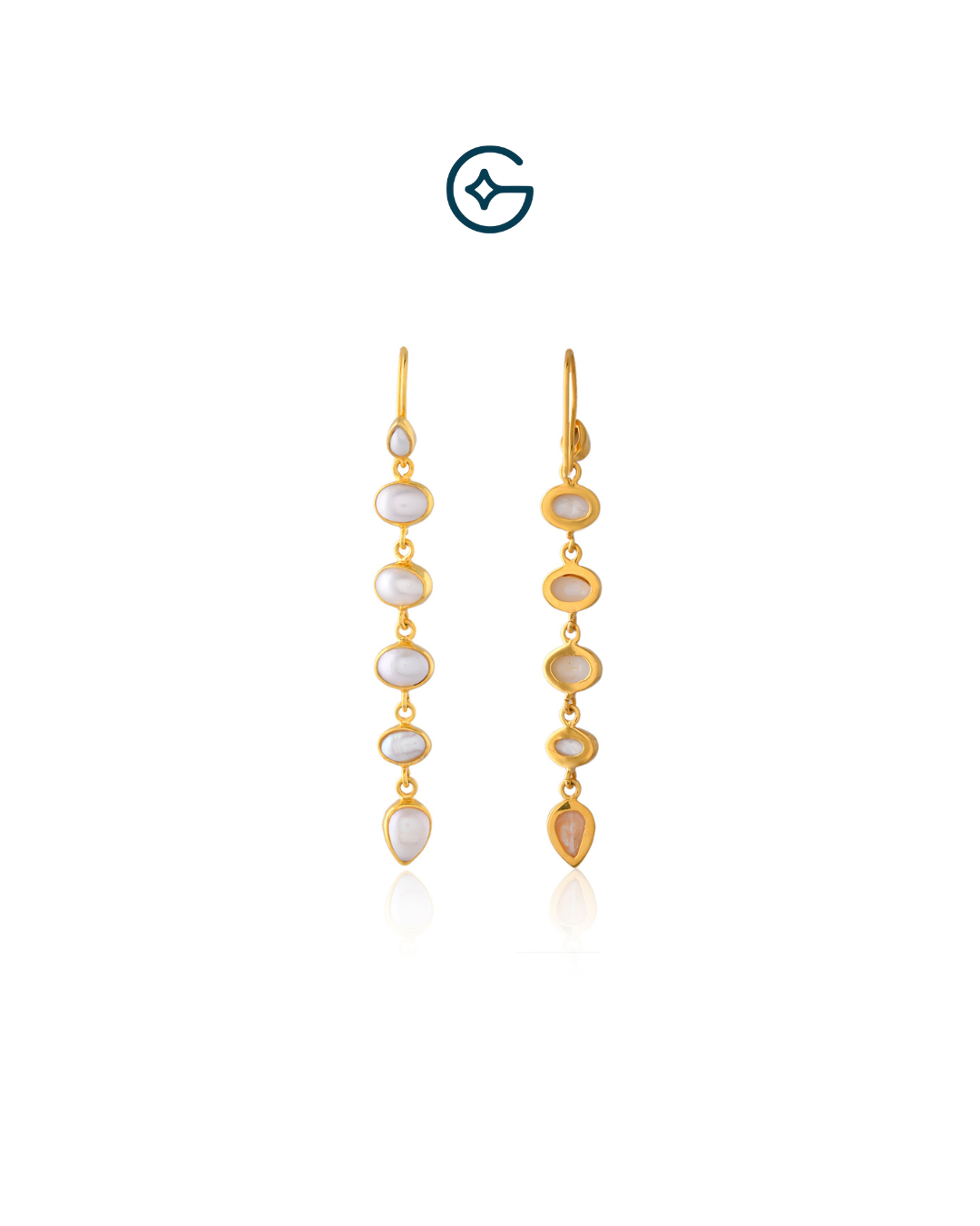 Natural Freshwater Pearl Line Dangler Earrings In Silver