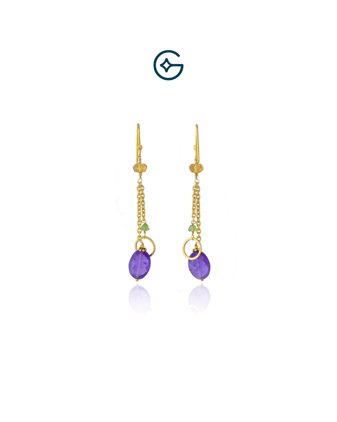 Natural Amethyst Sleek Dangler Earrings In Silver