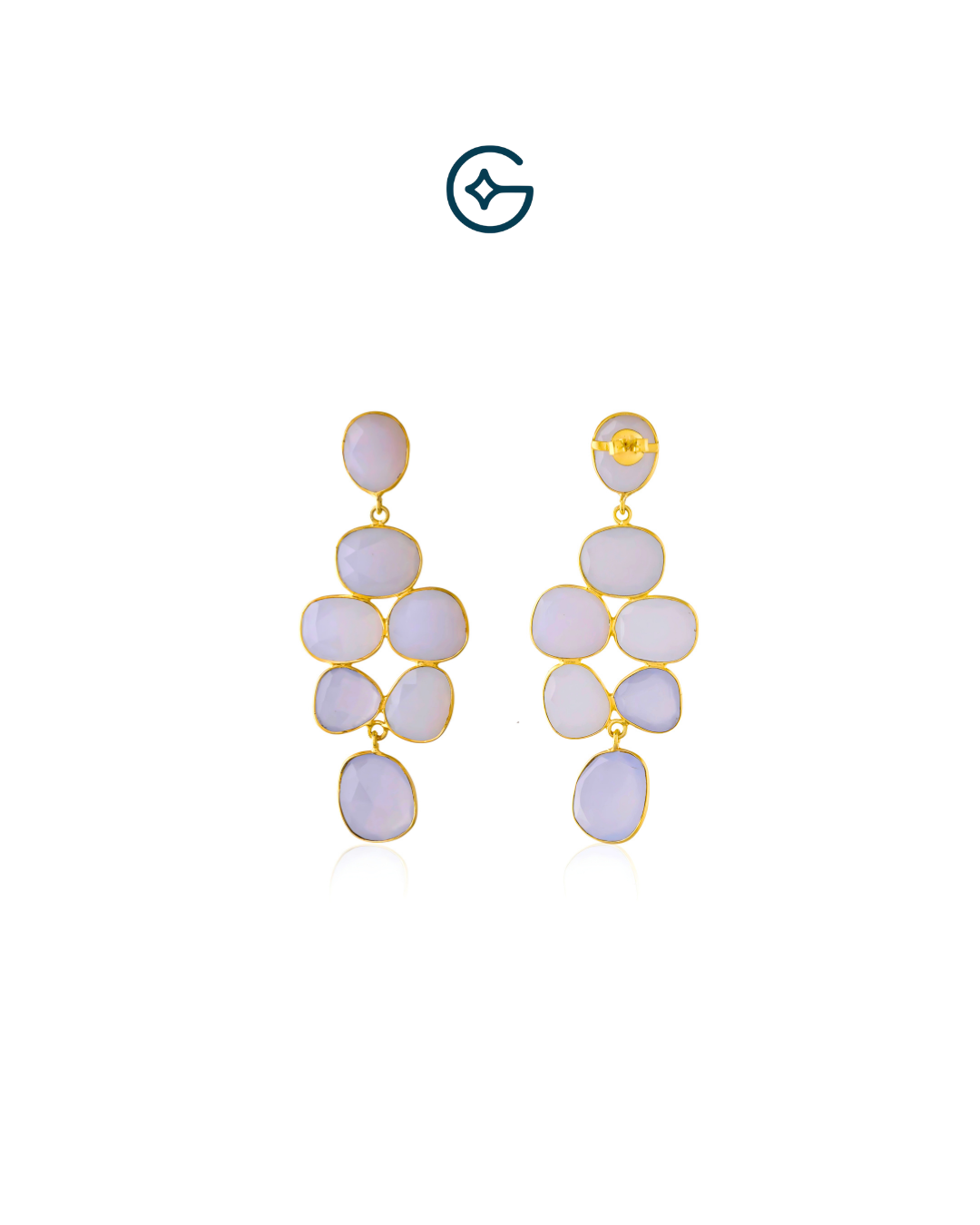 Beautiful White Chalcedony Long Dangler Earrings In Silver