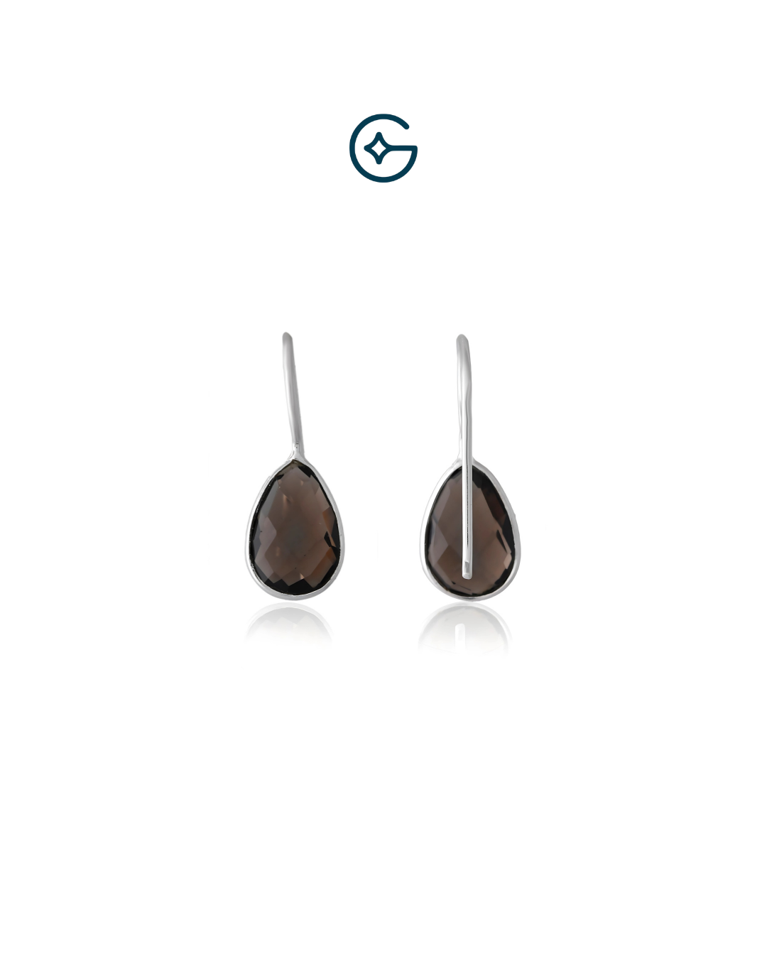 Natural Smoky Quartz Pear Drop Earring In Silver