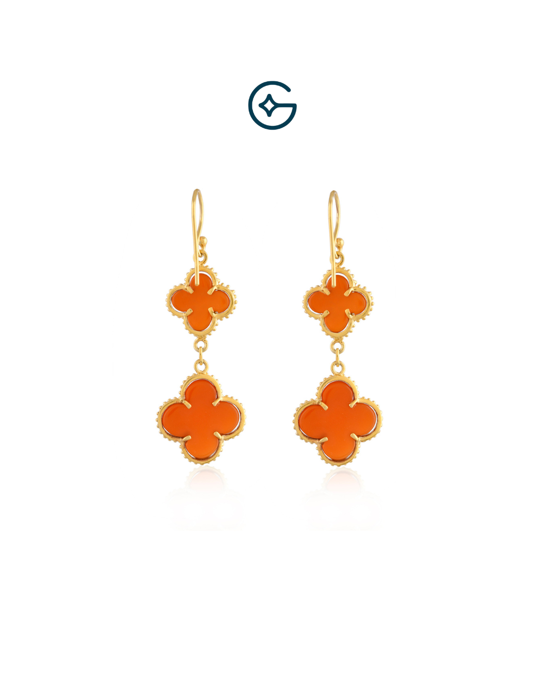 Vancleef Inspired Carnelian Danglers In Silver