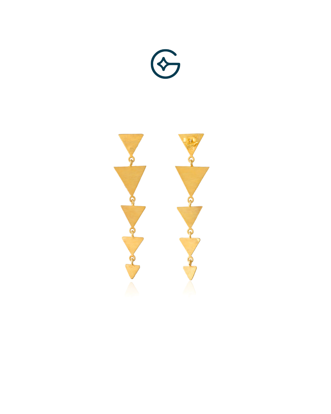 Geometric Gold Plated Long Earrings In Silver