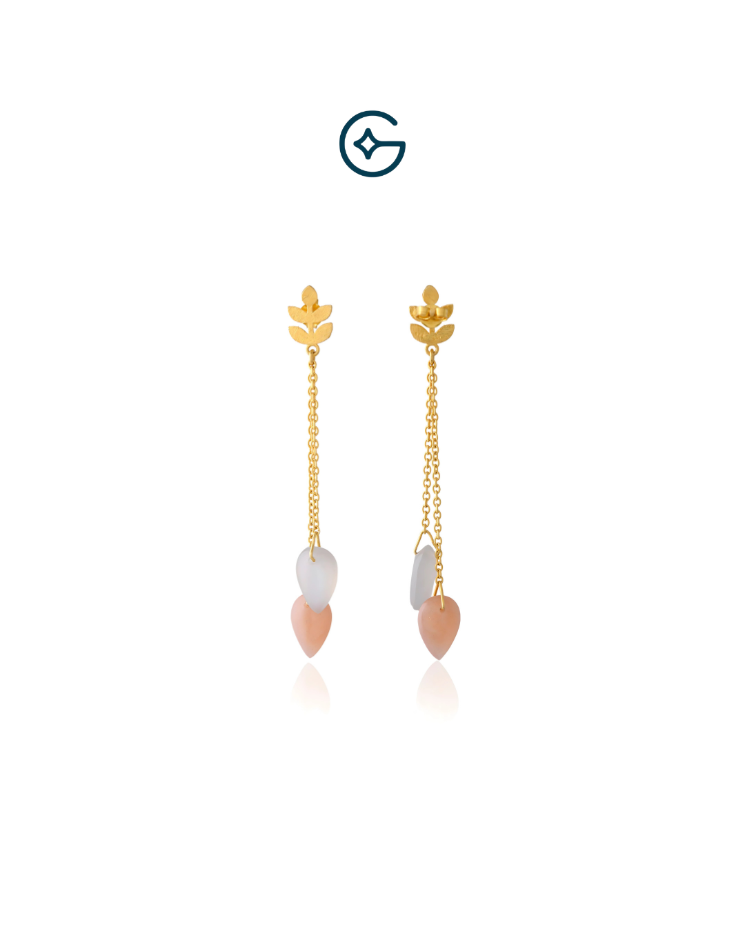Natural Sunstone Pear Drop Earrings In Silver