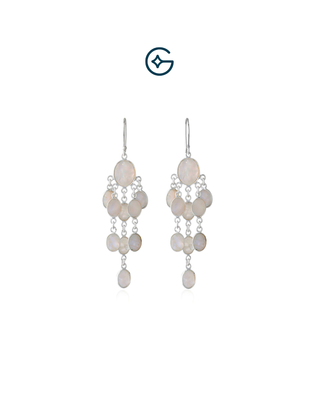 Natural Oval Moonstone Fall Earrings In Silver