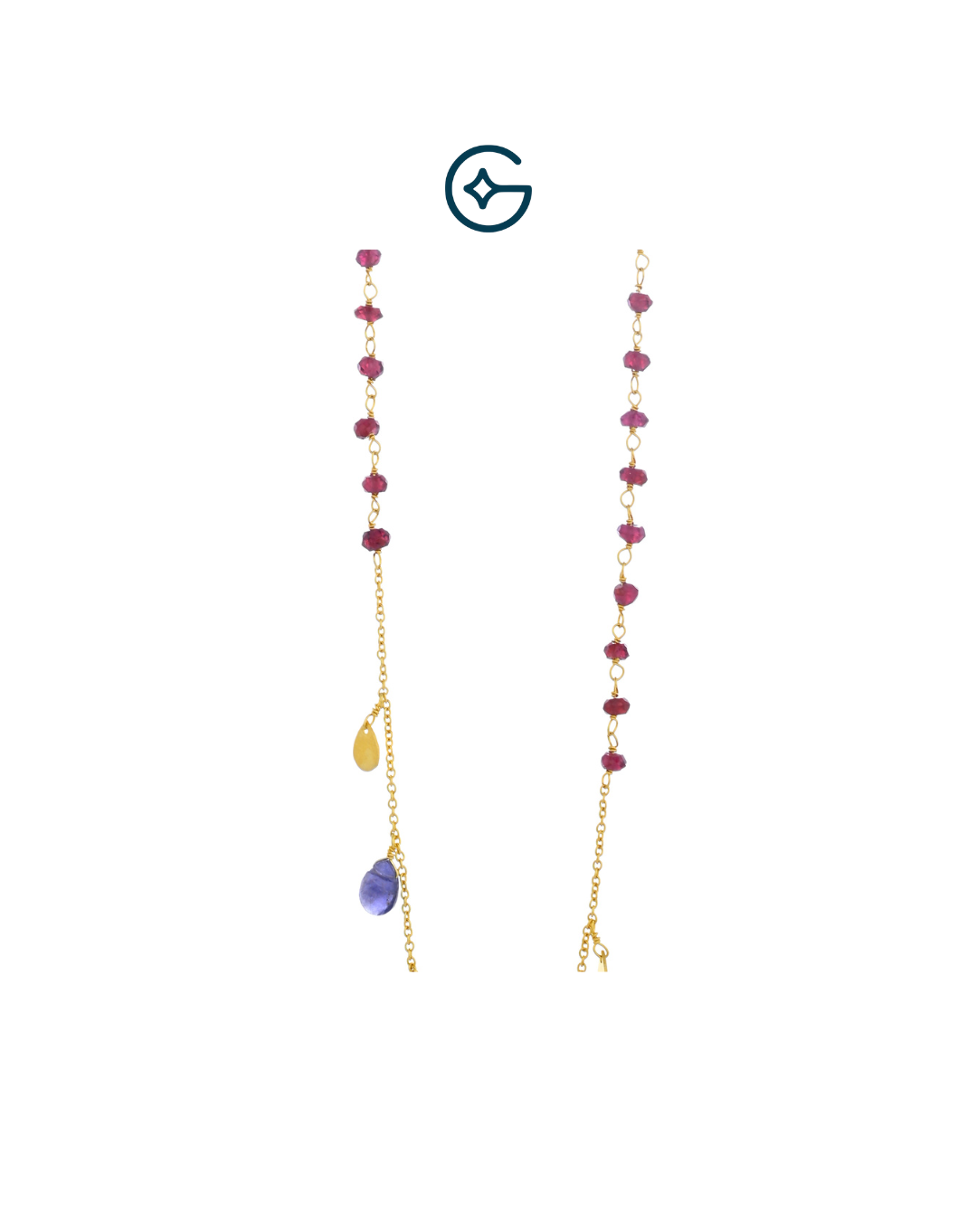 Natural Gemstone Handcrafted Charm Necklace In Silver