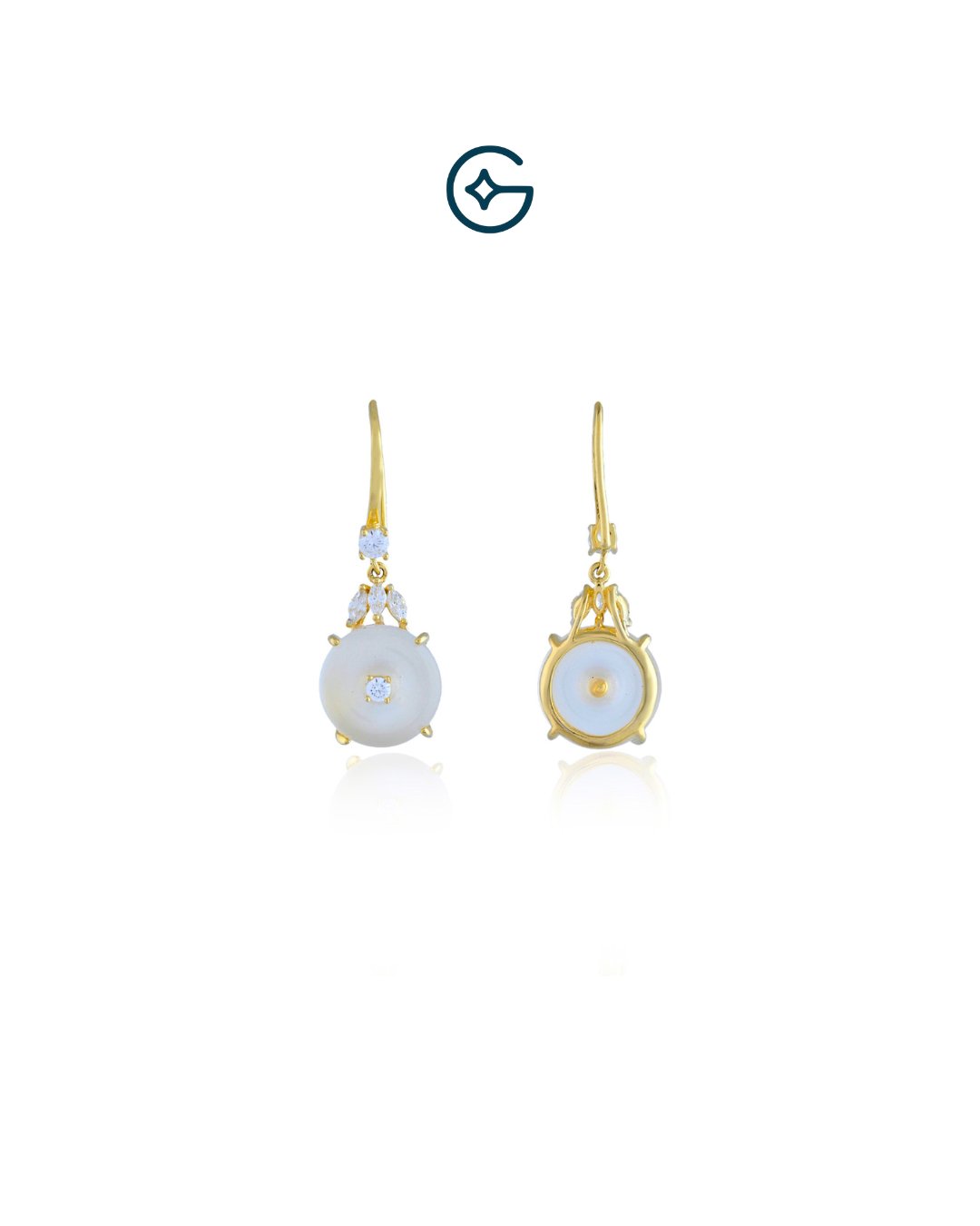 Delicate Round Fancy Stone Dangler Earrings In Silver
