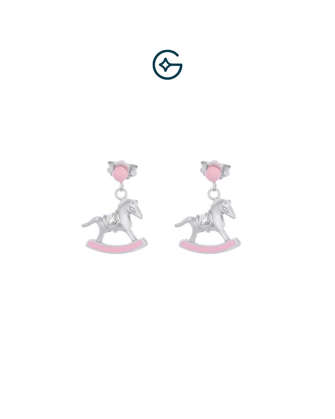 Little Riding Horse Enamel Pendant Set In Silver