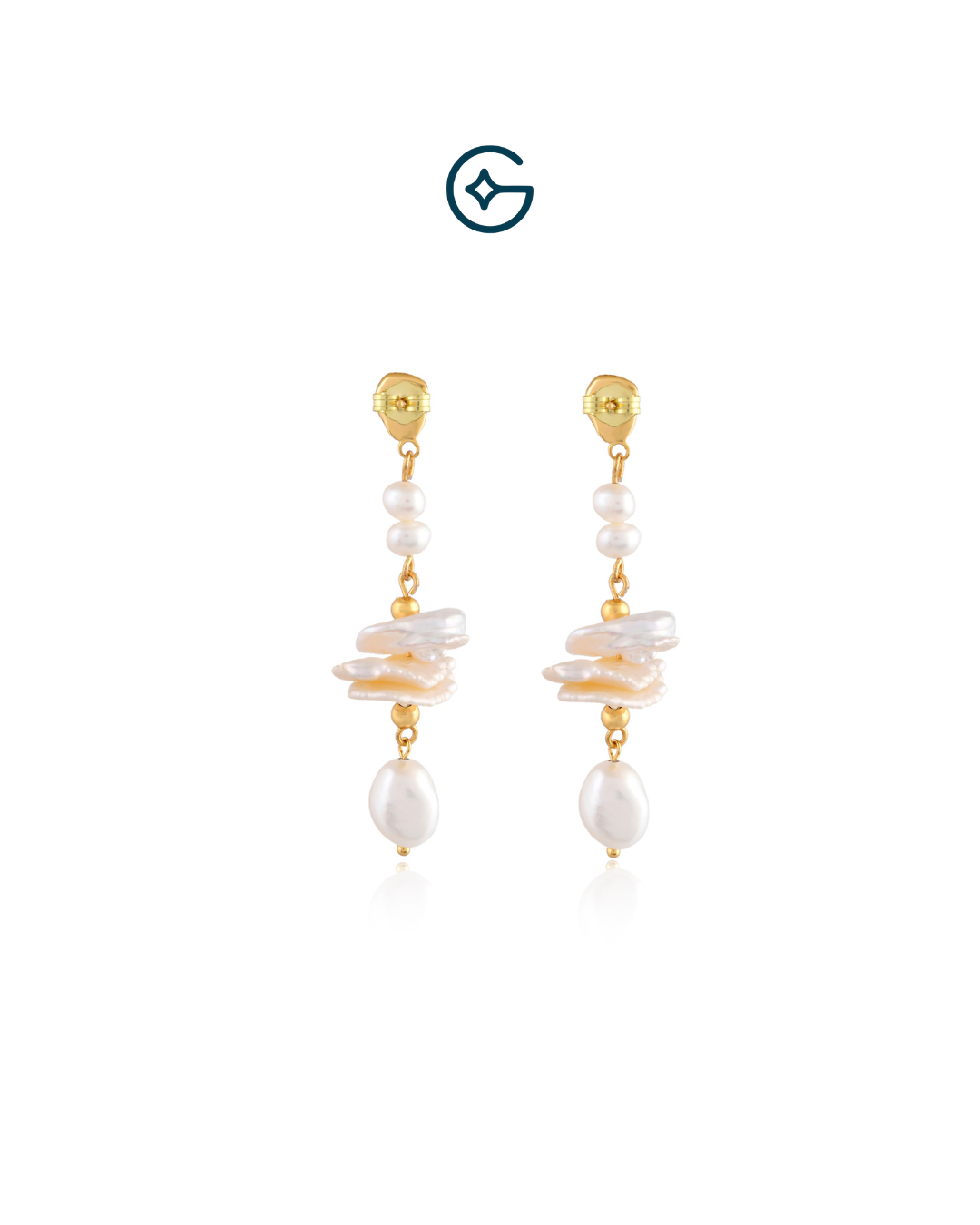 Natural Pearls Dangler Gold Plated Earrings In Silver