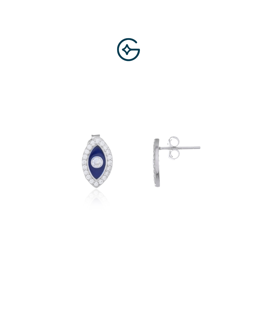 Evil Eye Blue Enamel Pendant Set With CZ In Silver