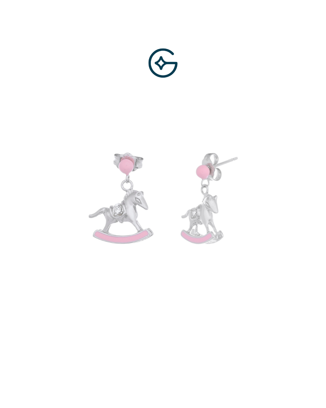 Little Riding Horse Enamel Pendant Set In Silver