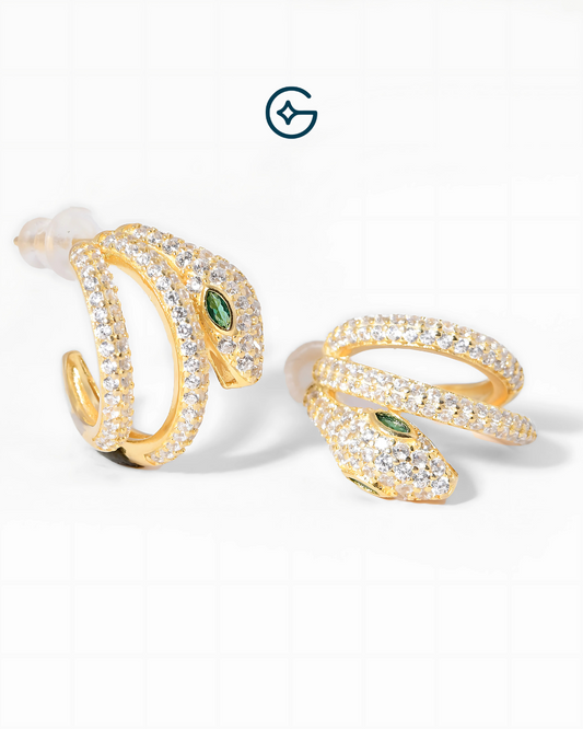 Serpenti CZ Earrings In Silver