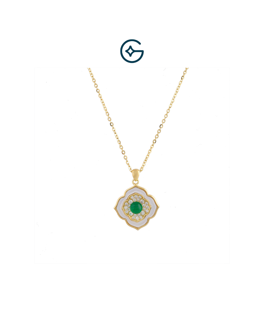 Monogram Flower Inspired Pendant Set With CZ In silver