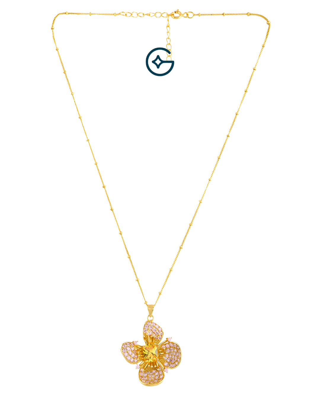 Rectangle Cushion Flower Inspired Pendant Set In Silver
