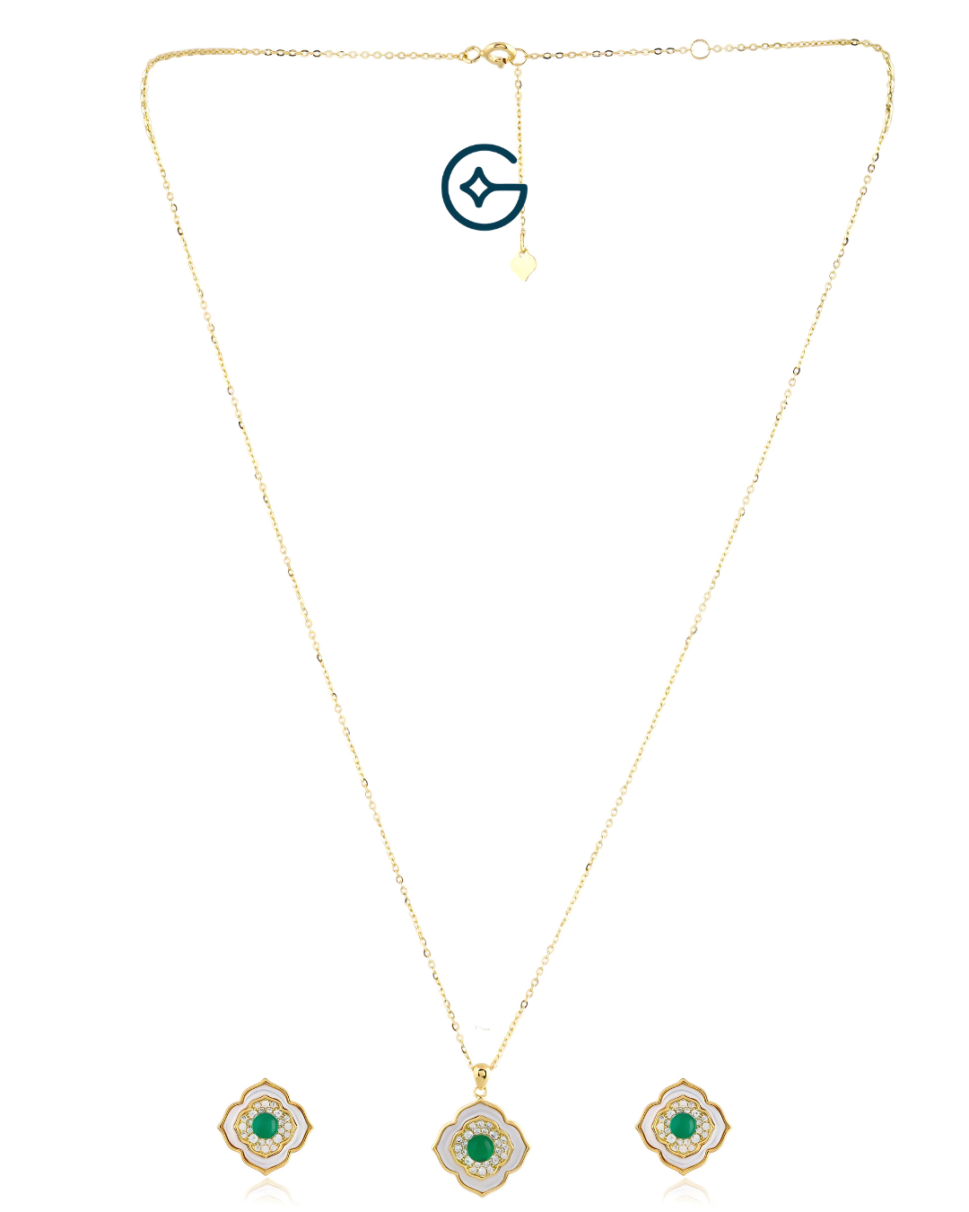 Monogram Flower Inspired Pendant Set With CZ In silver