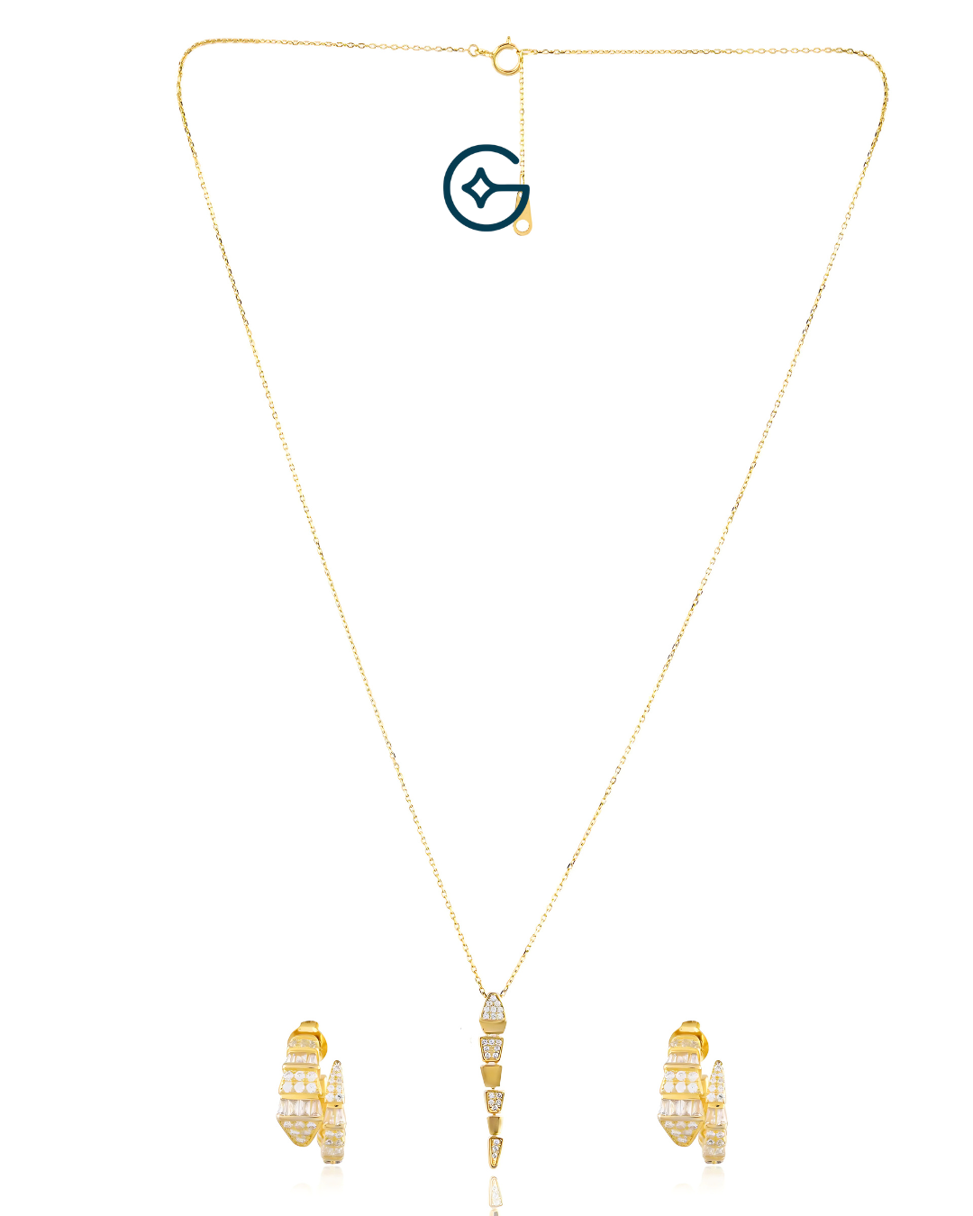 Serpenti Inspired Gold Plated Pendant Set In Silver