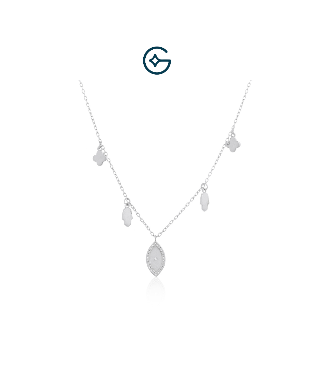 Evil Eye Blue Enamel Pendant Set With CZ In Silver