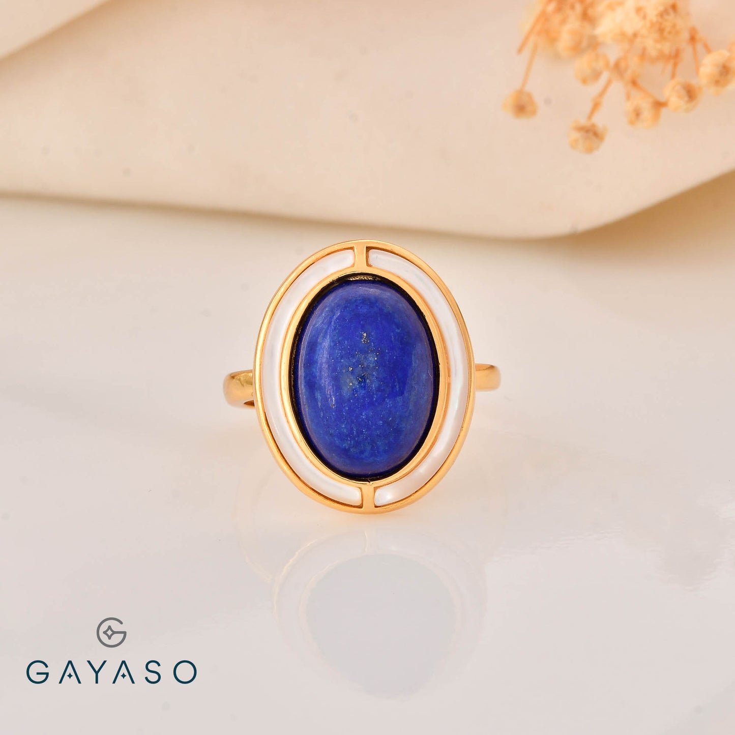 Far Size Lapis Cocktail Ring In Silver