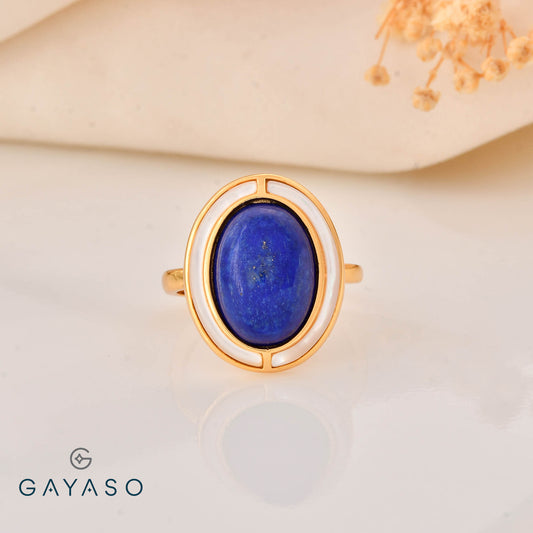 Far Size Lapis Cocktail Ring In Silver
