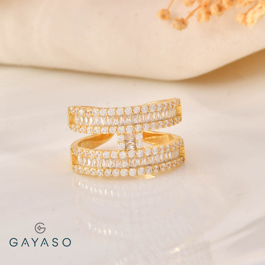 Designer Cocktail Ring With Cz In Silver