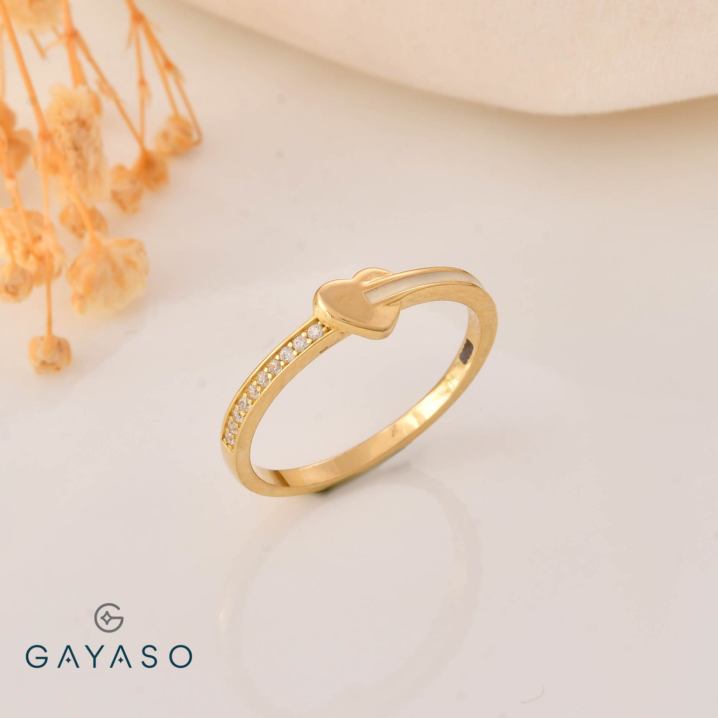 Cute Heart Enamel Ring In Silver