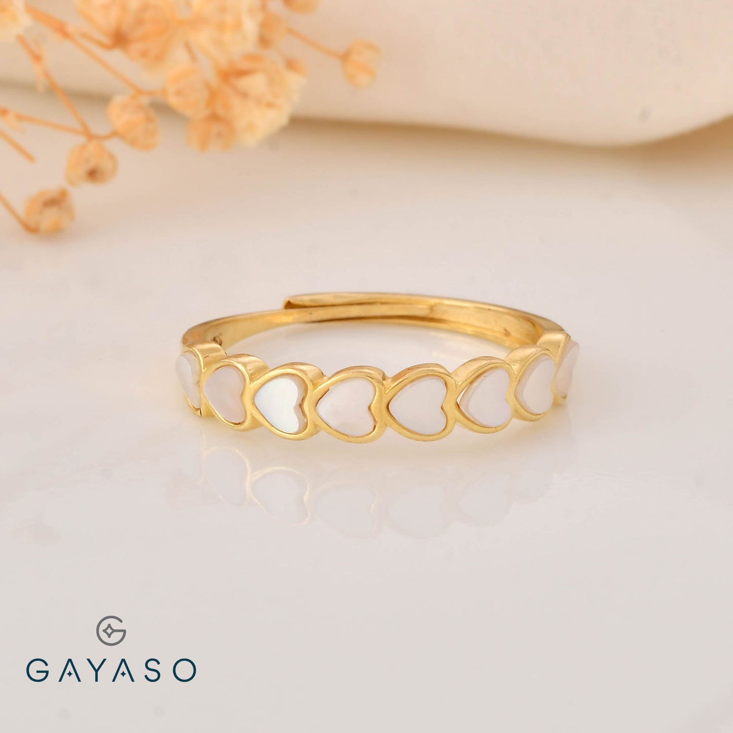 Little Hearts Gold Band In Silver