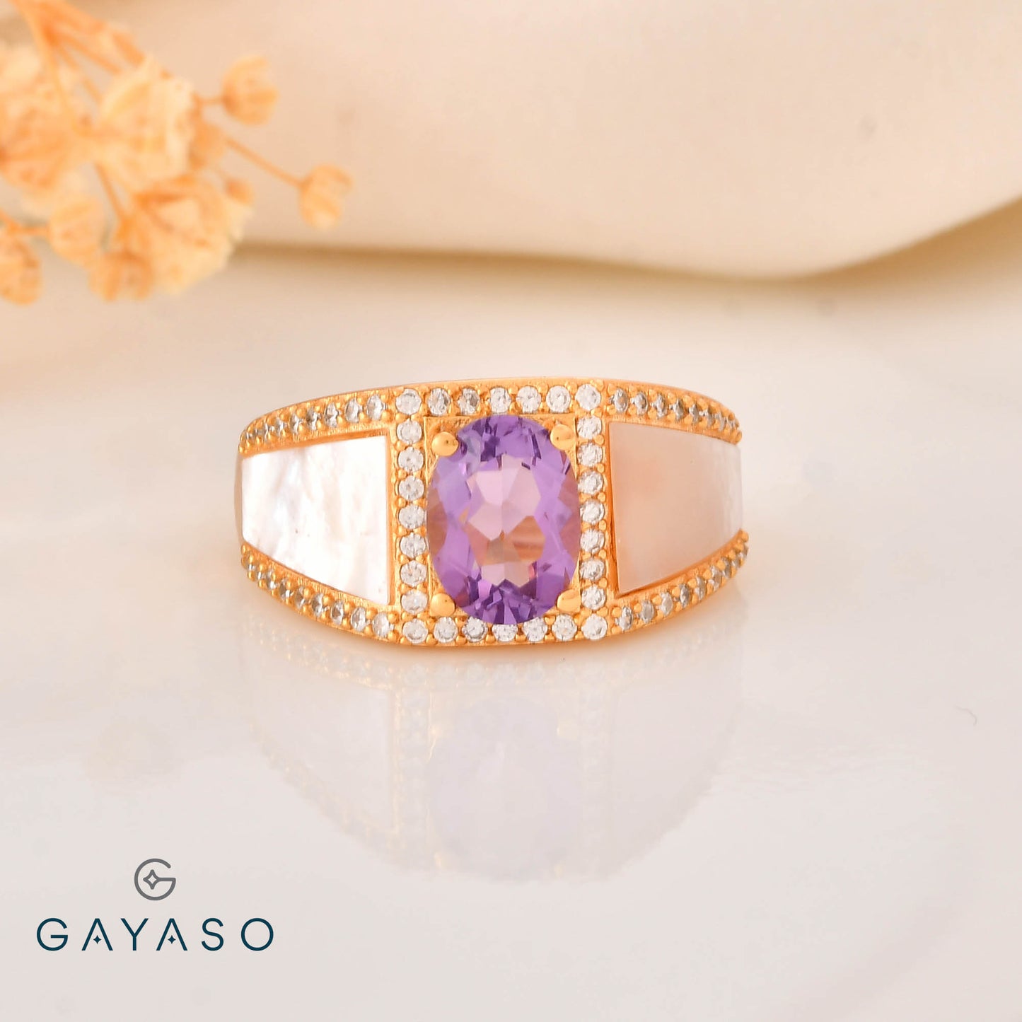Royal Designer Purple Stone Ring In Silver