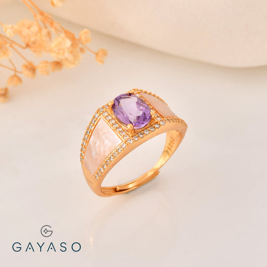 Royal Designer Purple Stone Ring In Silver