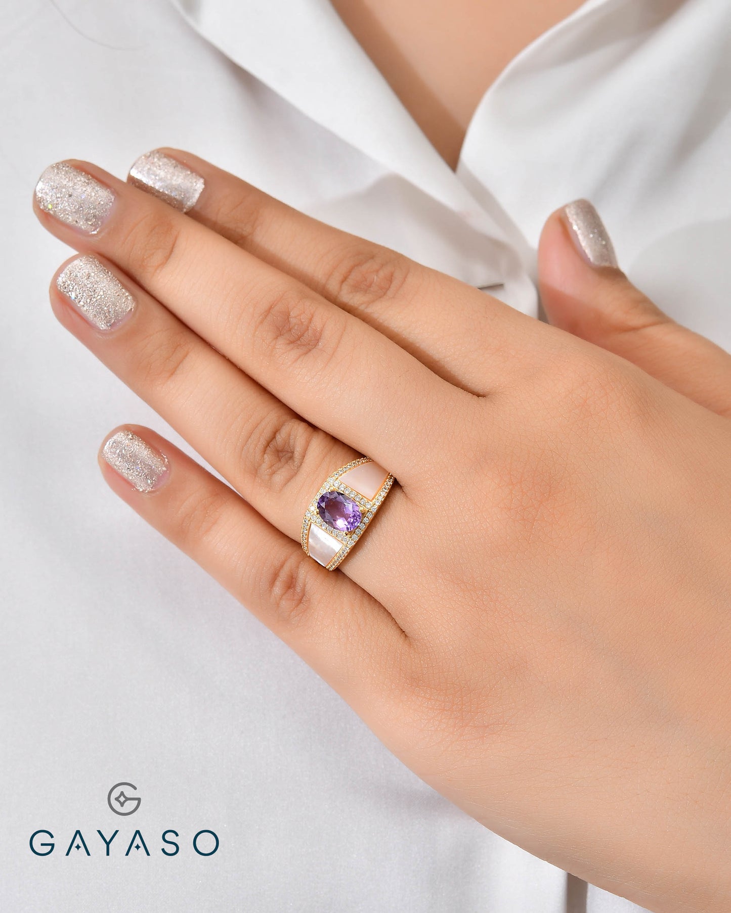 Royal Designer Purple Stone Ring In Silver