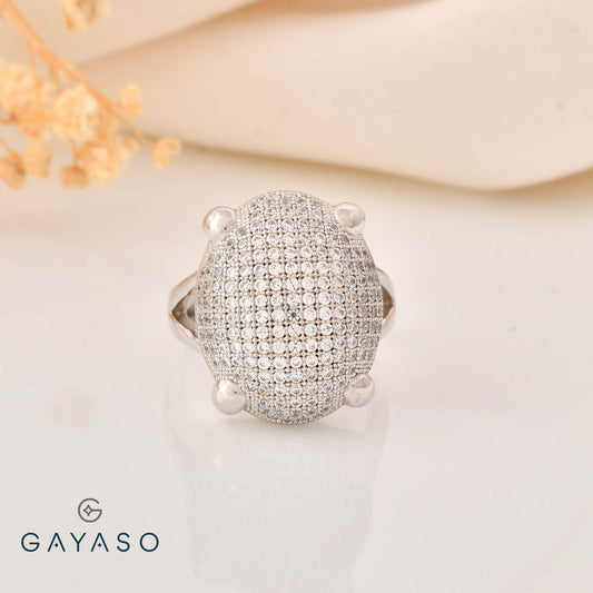 Oval Pave Setting Cocktail Ring