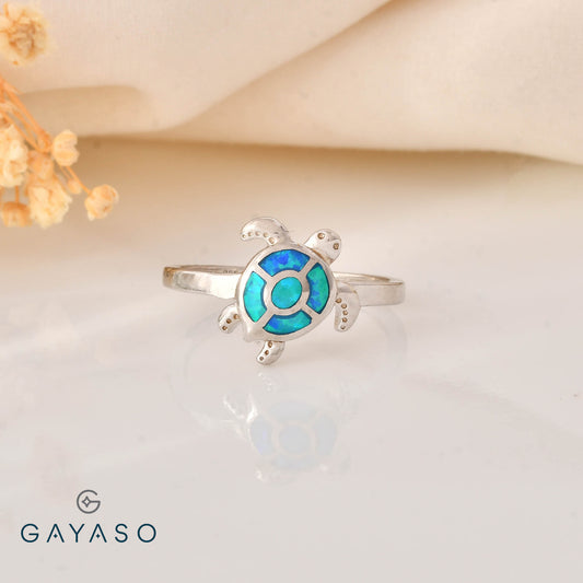 Lucky Blue Tortoise Ring