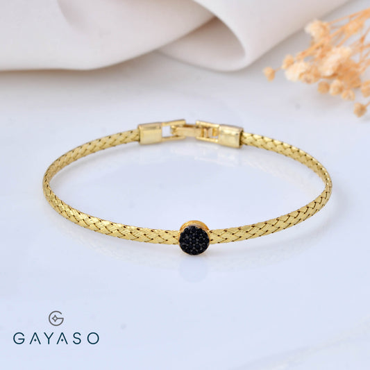 Braided Band With Black CZ Fancy Bracelet