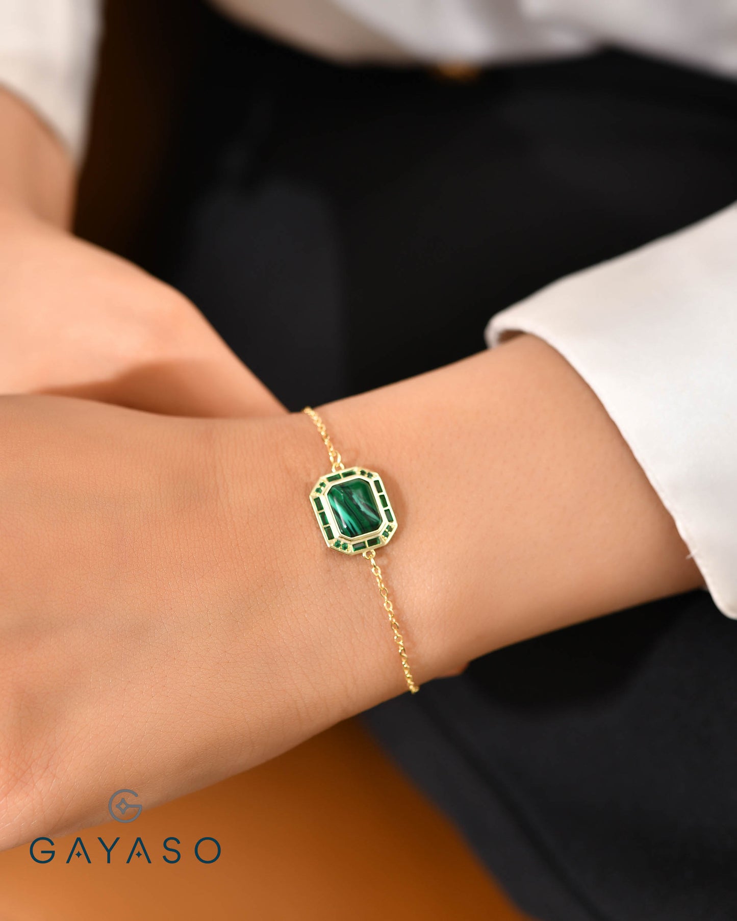 Malachite Emerald Cut Bracelet