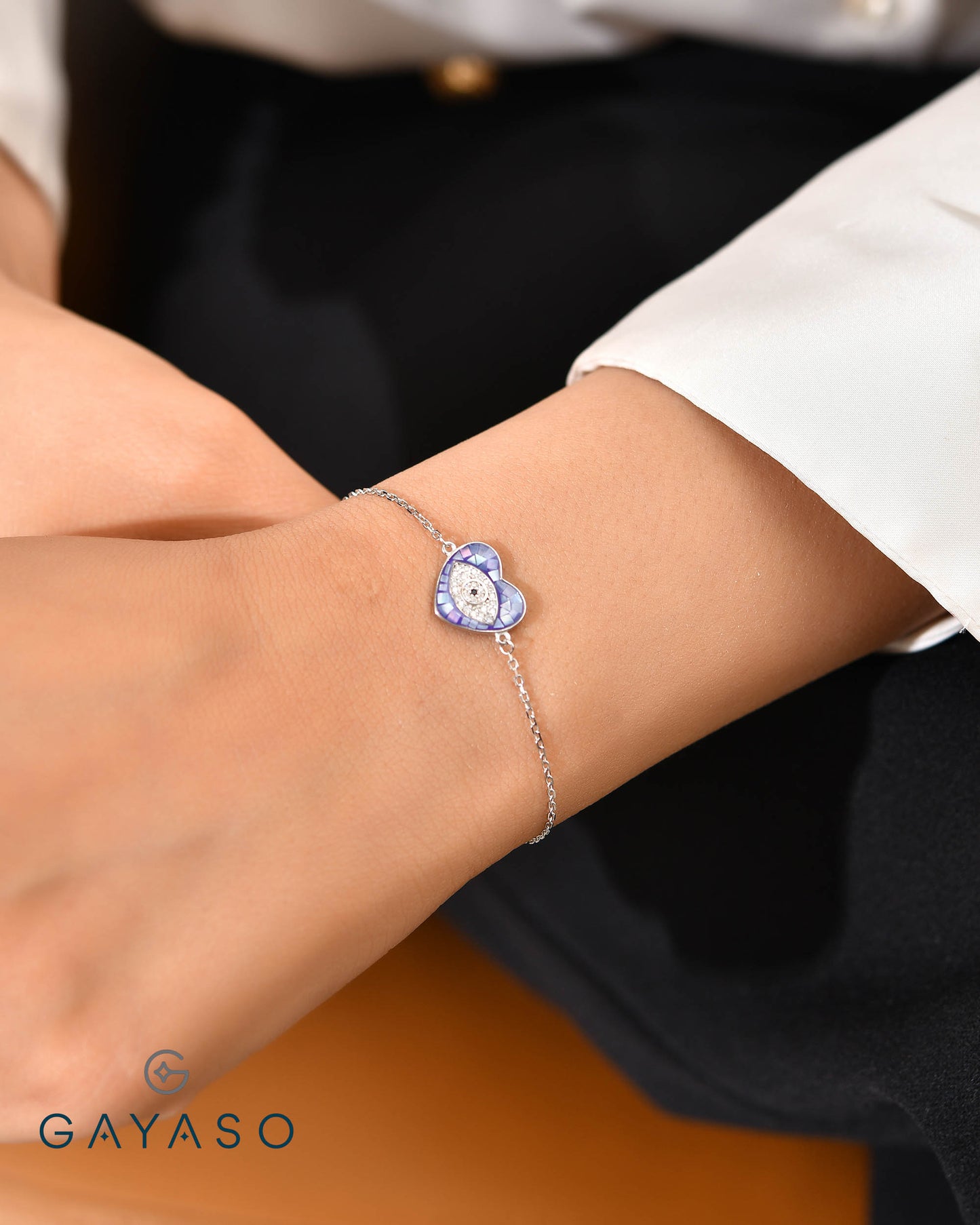 Evil Eye In Heart Silhouette Bracelet