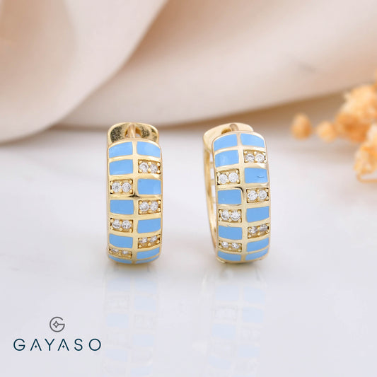 Blue Enamel Checkered Round Bali