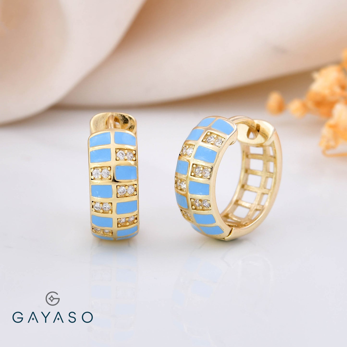 Blue Enamel Checkered Round Bali