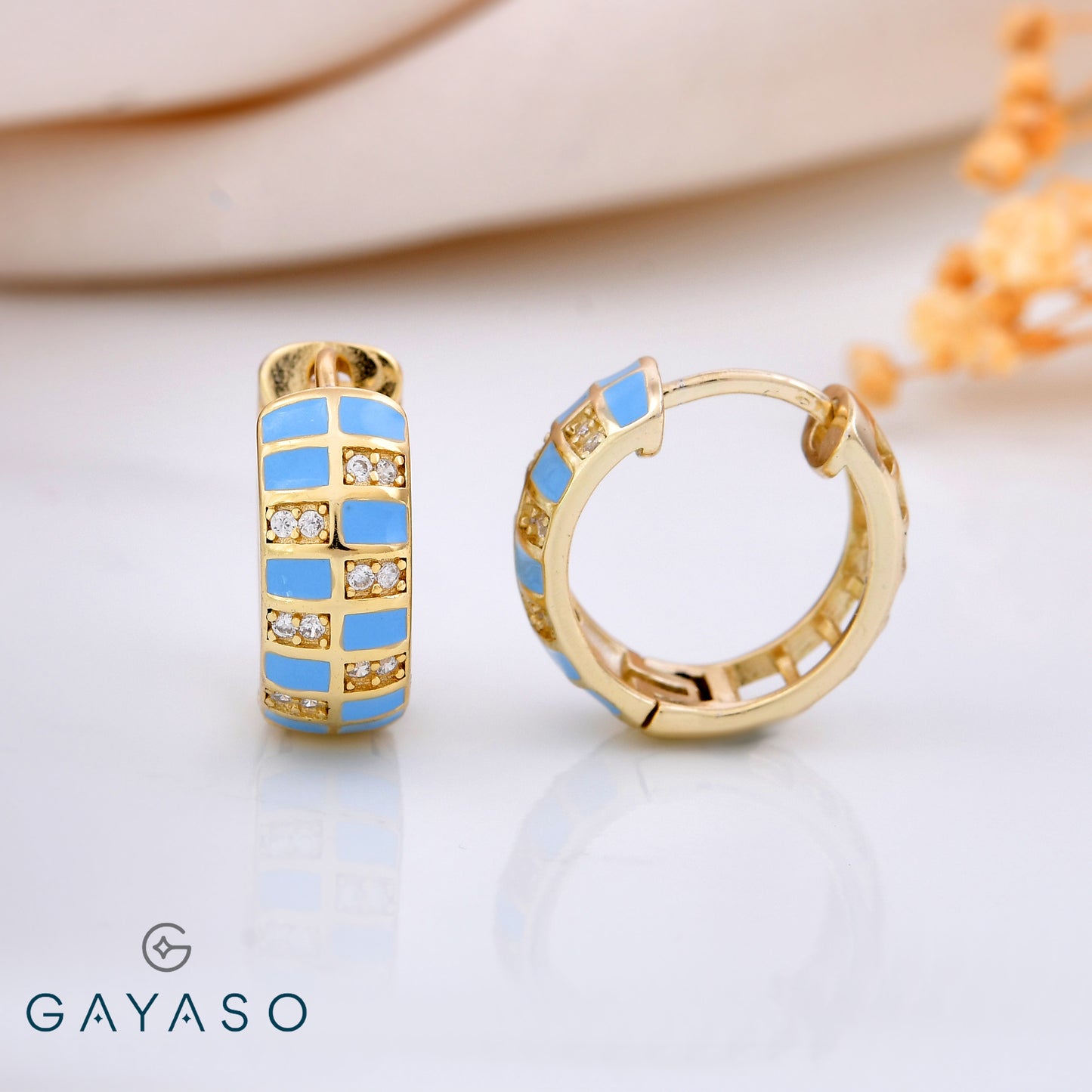 Blue Enamel Checkered Round Bali
