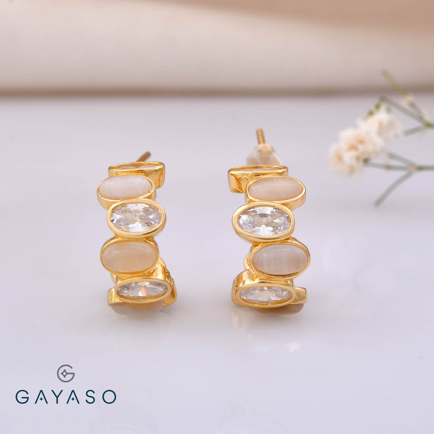 Zig-Zag Ovals In Half Bali Earrings