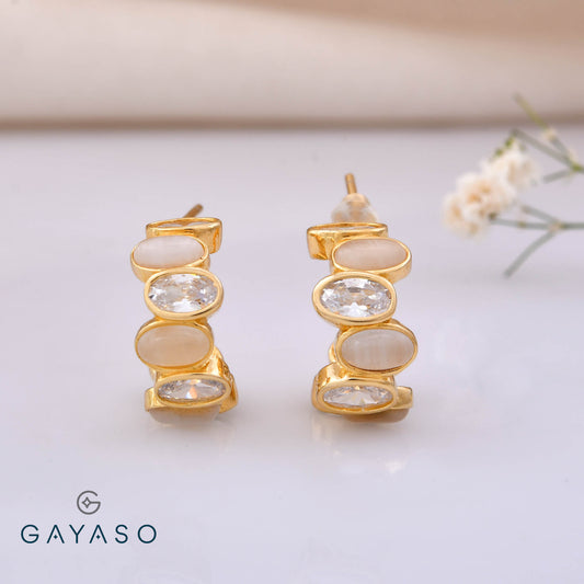 Zig-Zag Ovals In Half Bali Earrings