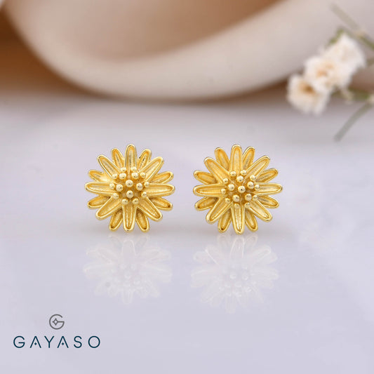 Sonflower Sunshine Gold Plated Silver Earrings